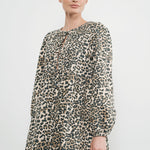 Amara Bow Leopard Print Denim Mini Dress - alldeserved.com