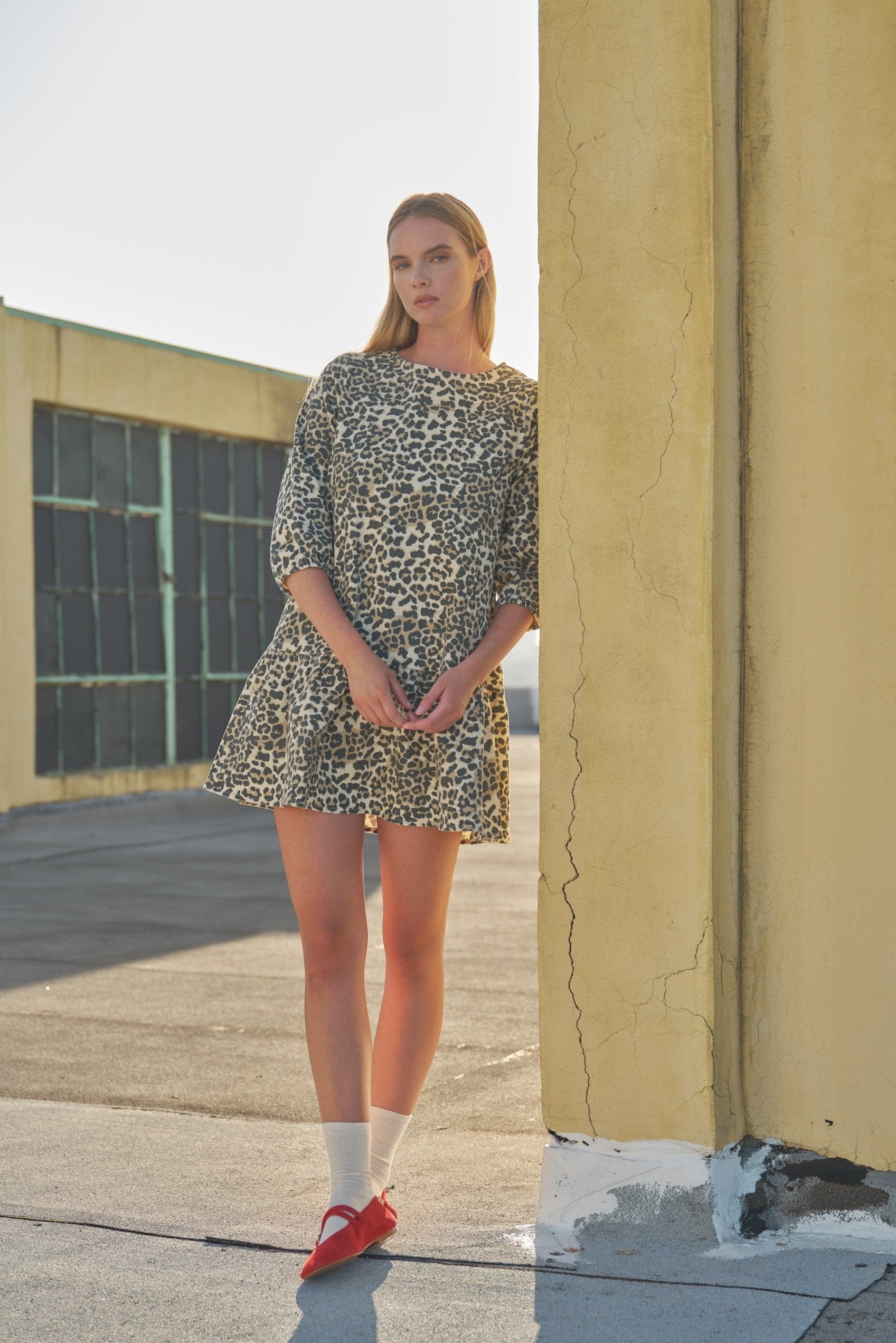 Carla Leopard Print Denim Mini Dress - alldeserved.com