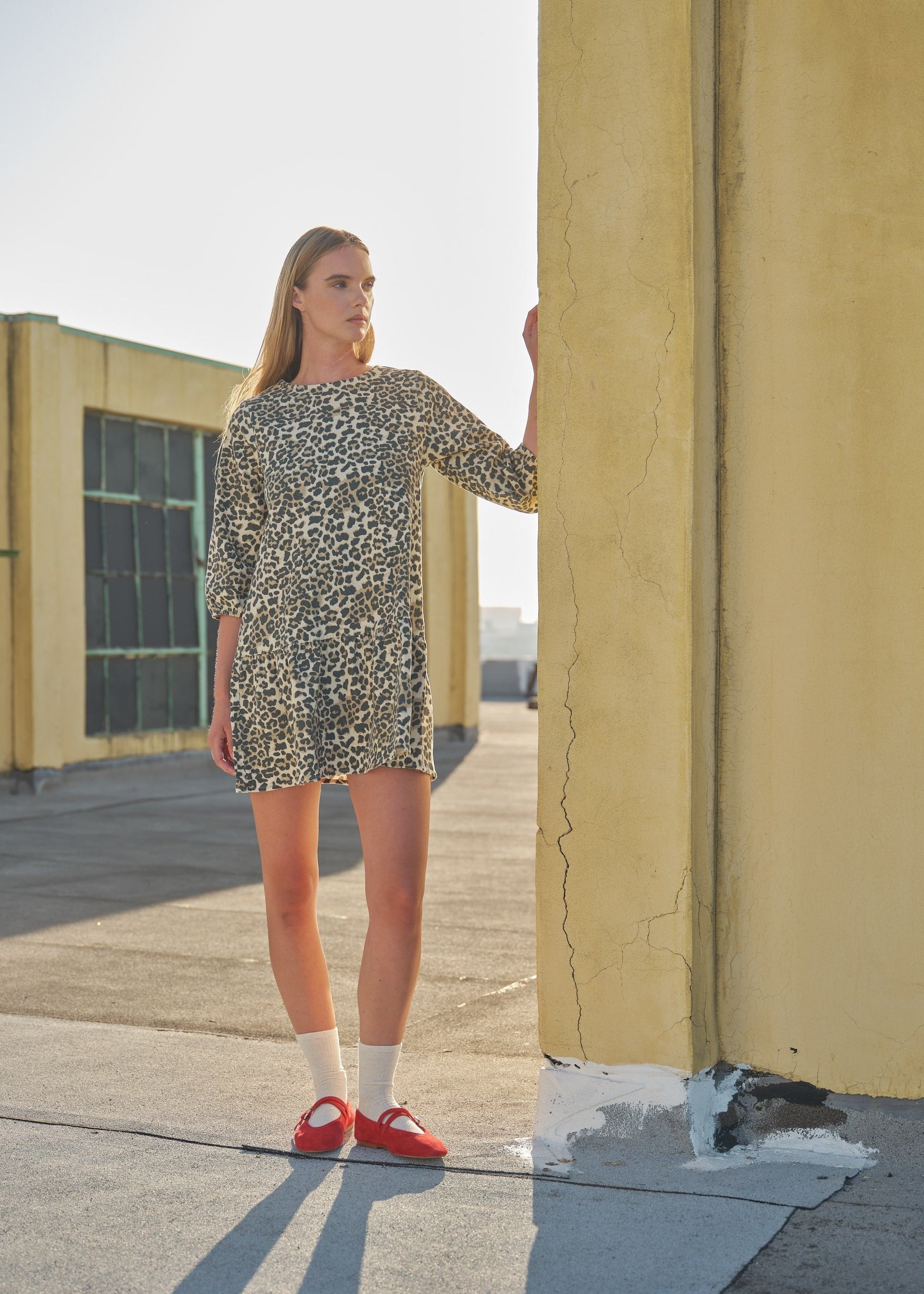 Carla Leopard Print Denim Mini Dress - alldeserved.com