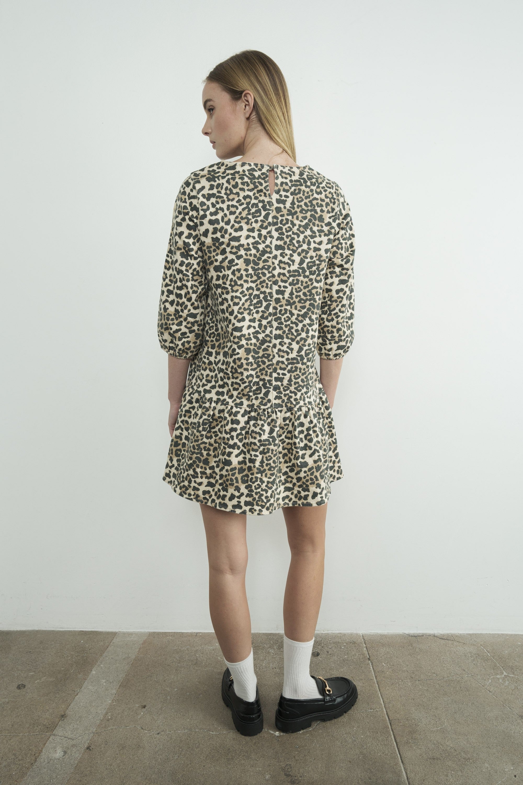 Carla Leopard Print Denim Mini Dress - alldeserved.com