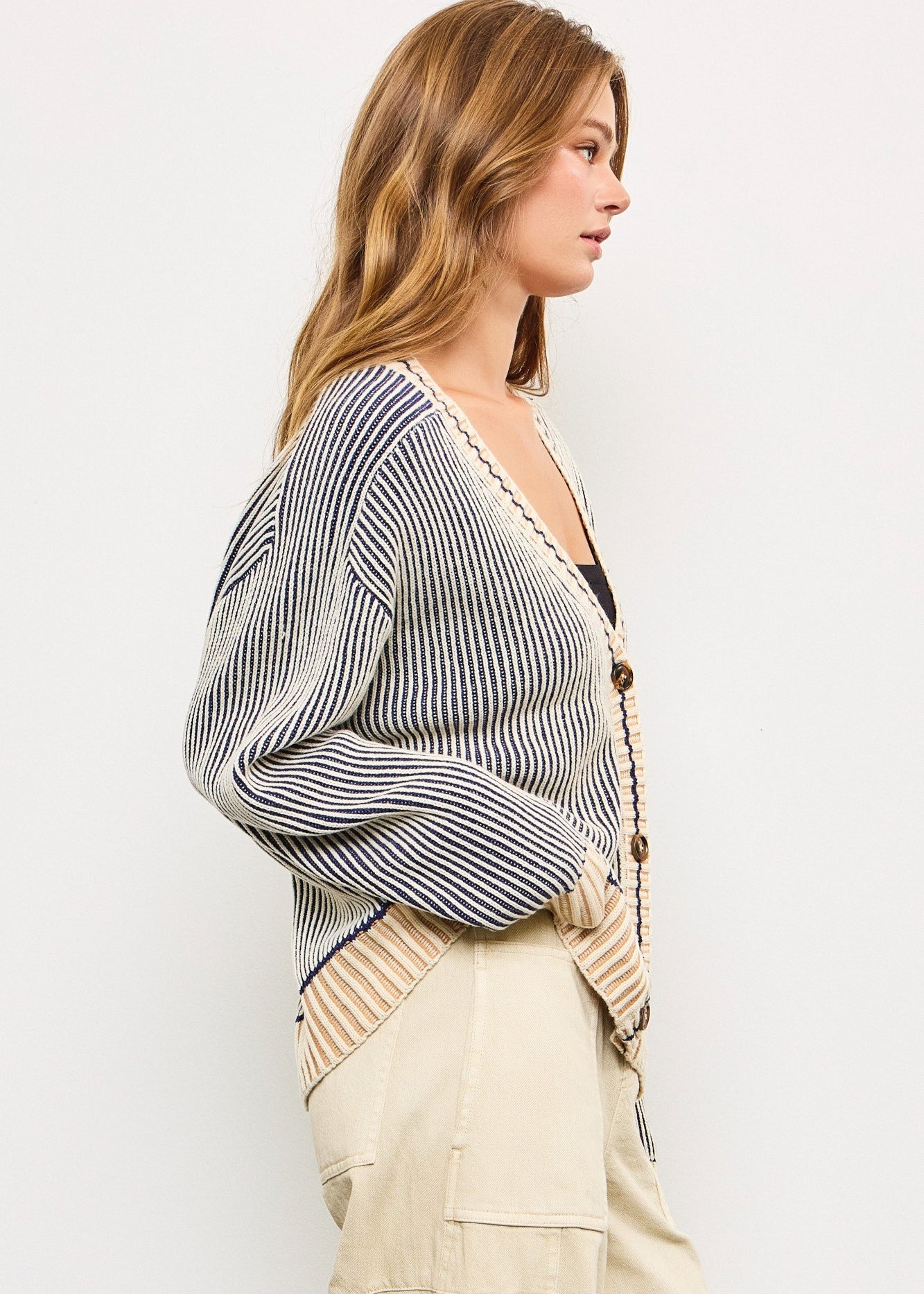 Picnic Striped Button Down Cardigan - alldeserved.com