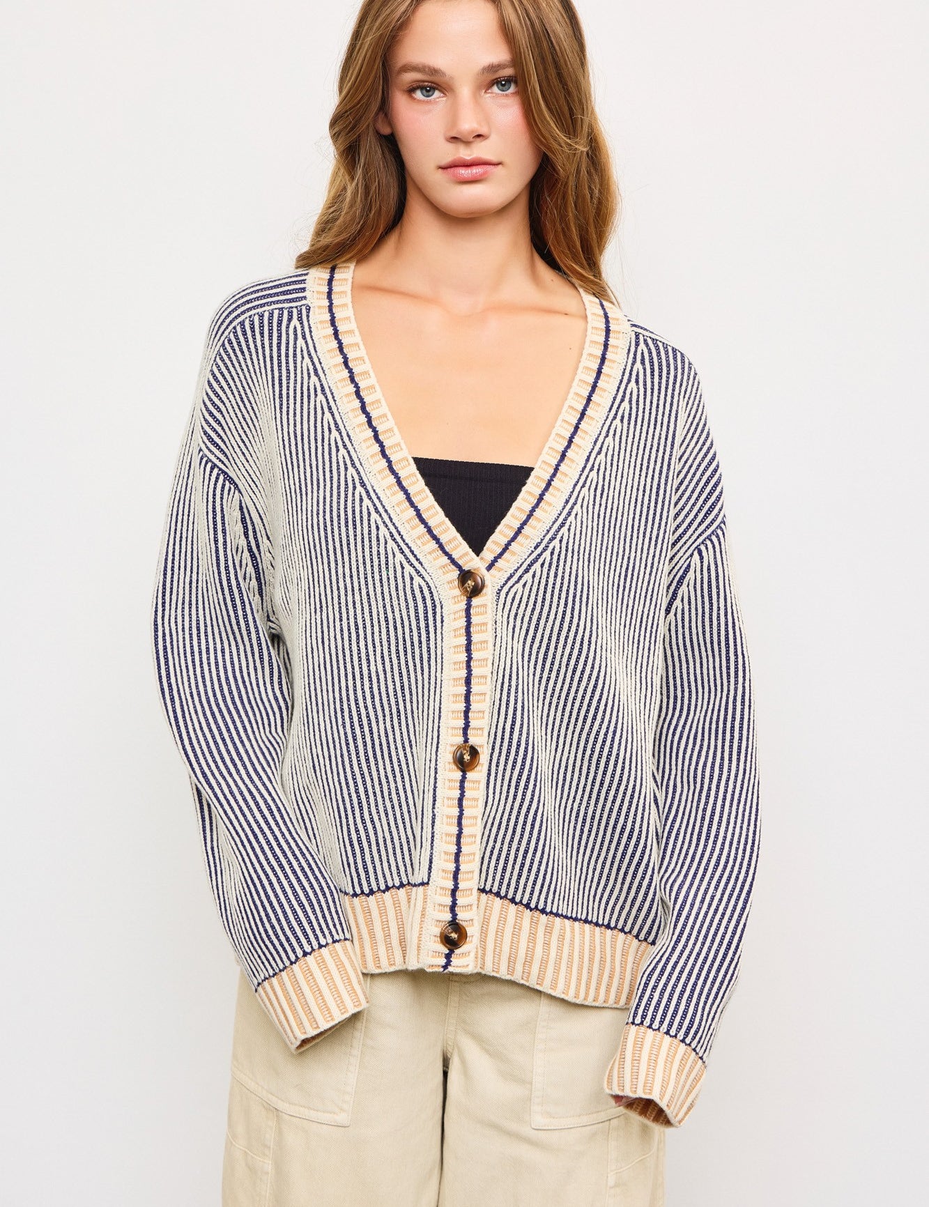 Picnic Striped Button Down Cardigan - alldeserved.com