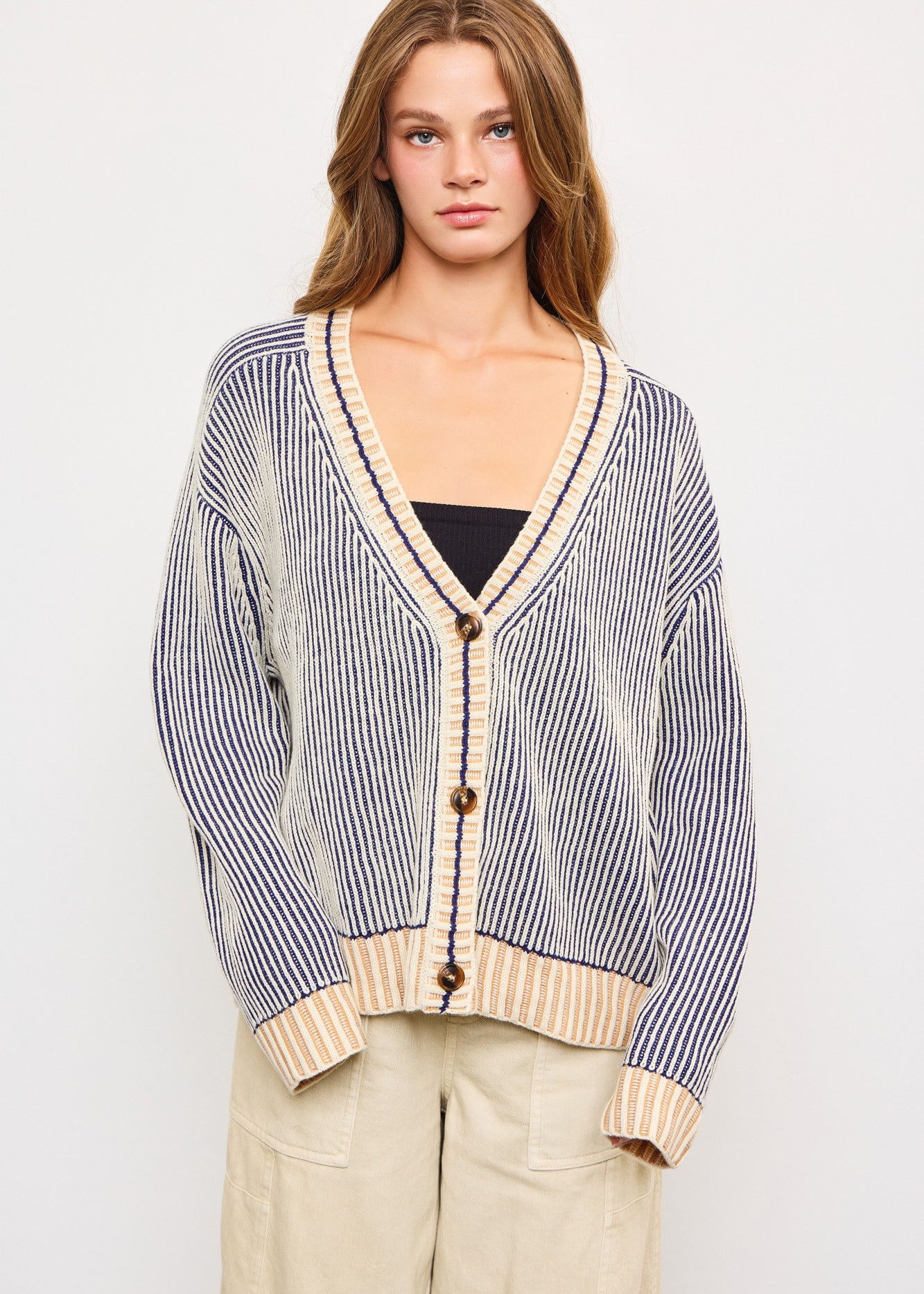 Picnic Striped Button Down Cardigan - alldeserved.com