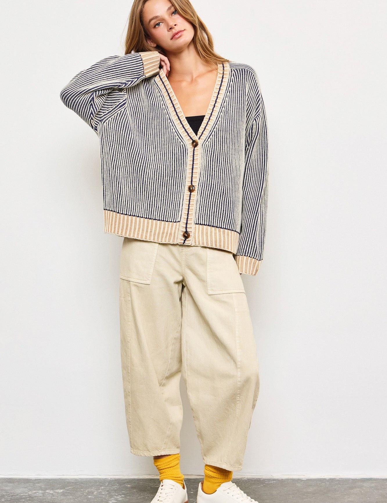 Picnic Striped Button Down Cardigan - alldeserved.com