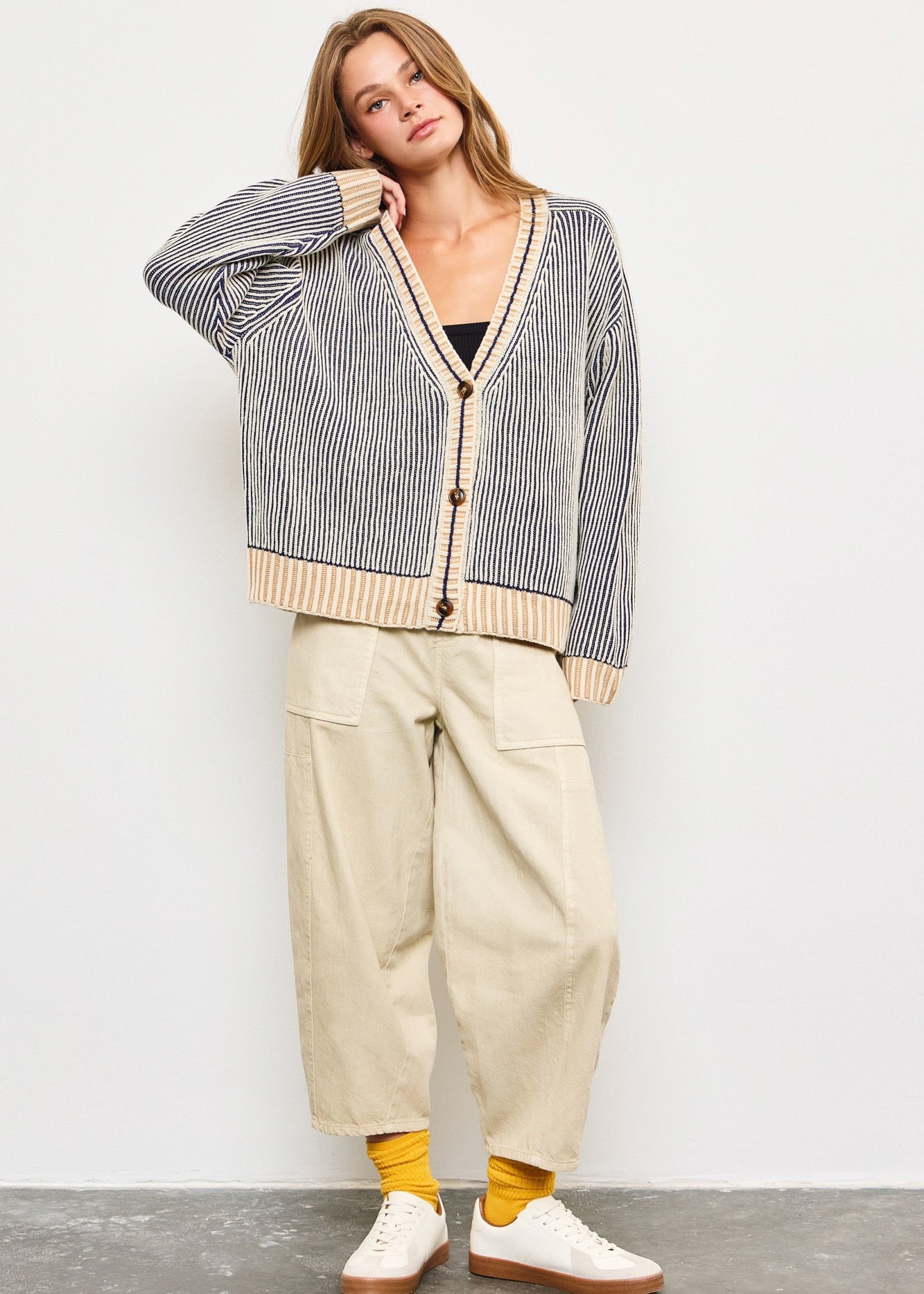 Picnic Striped Button Down Cardigan - alldeserved.com