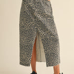 Leopard Denim Slit Skirt - alldeserved.com