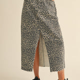 Leopard Denim Slit Skirt - alldeserved.com
