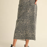Leopard Denim Slit Skirt - alldeserved.com
