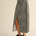 Leopard Denim Slit Skirt - alldeserved.com