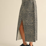 Leopard Denim Slit Skirt - alldeserved.com