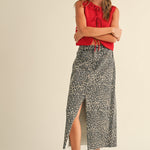 Leopard Denim Slit Skirt - alldeserved.com