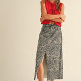 Leopard Denim Slit Skirt - alldeserved.com