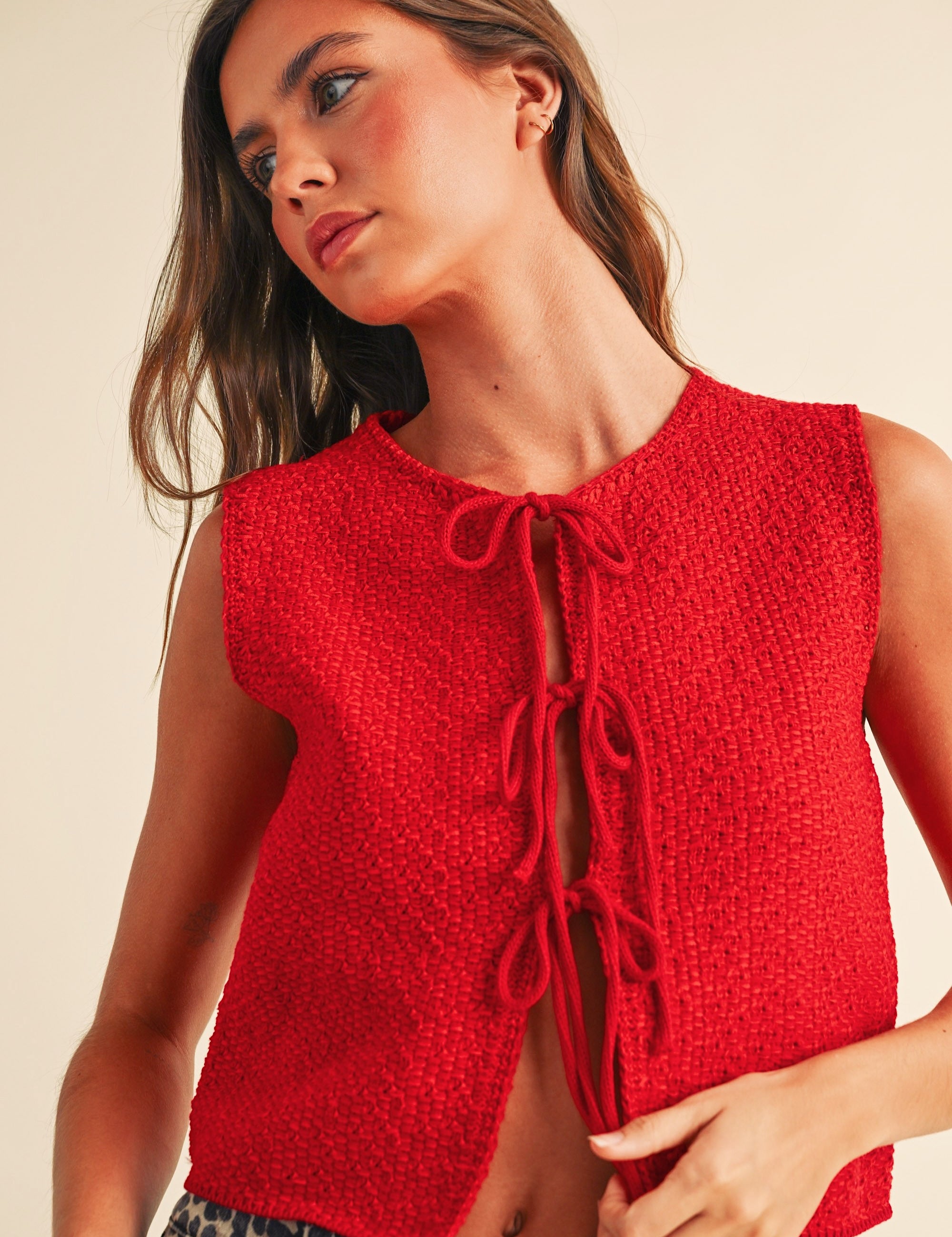Mila Knit Tie-Front Vest - alldeserved.com