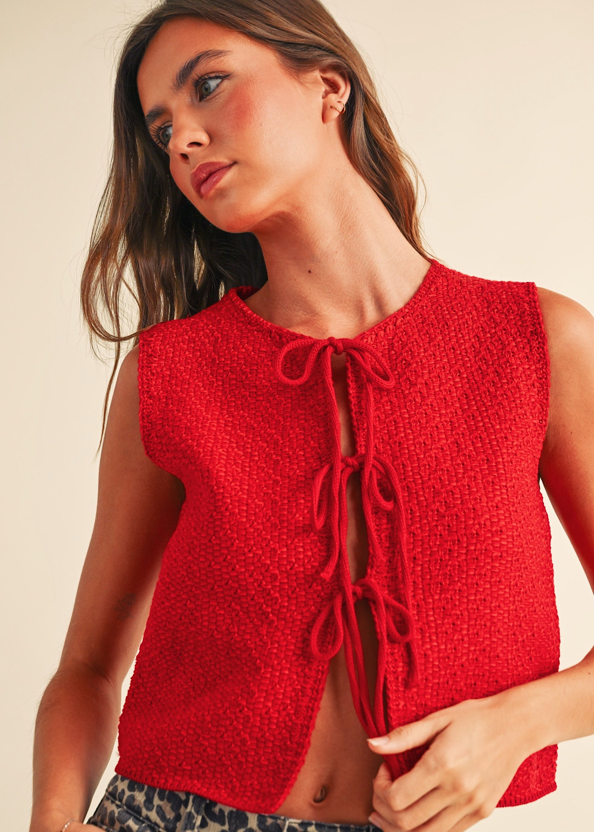 Mila Knit Tie-Front Vest - alldeserved.com