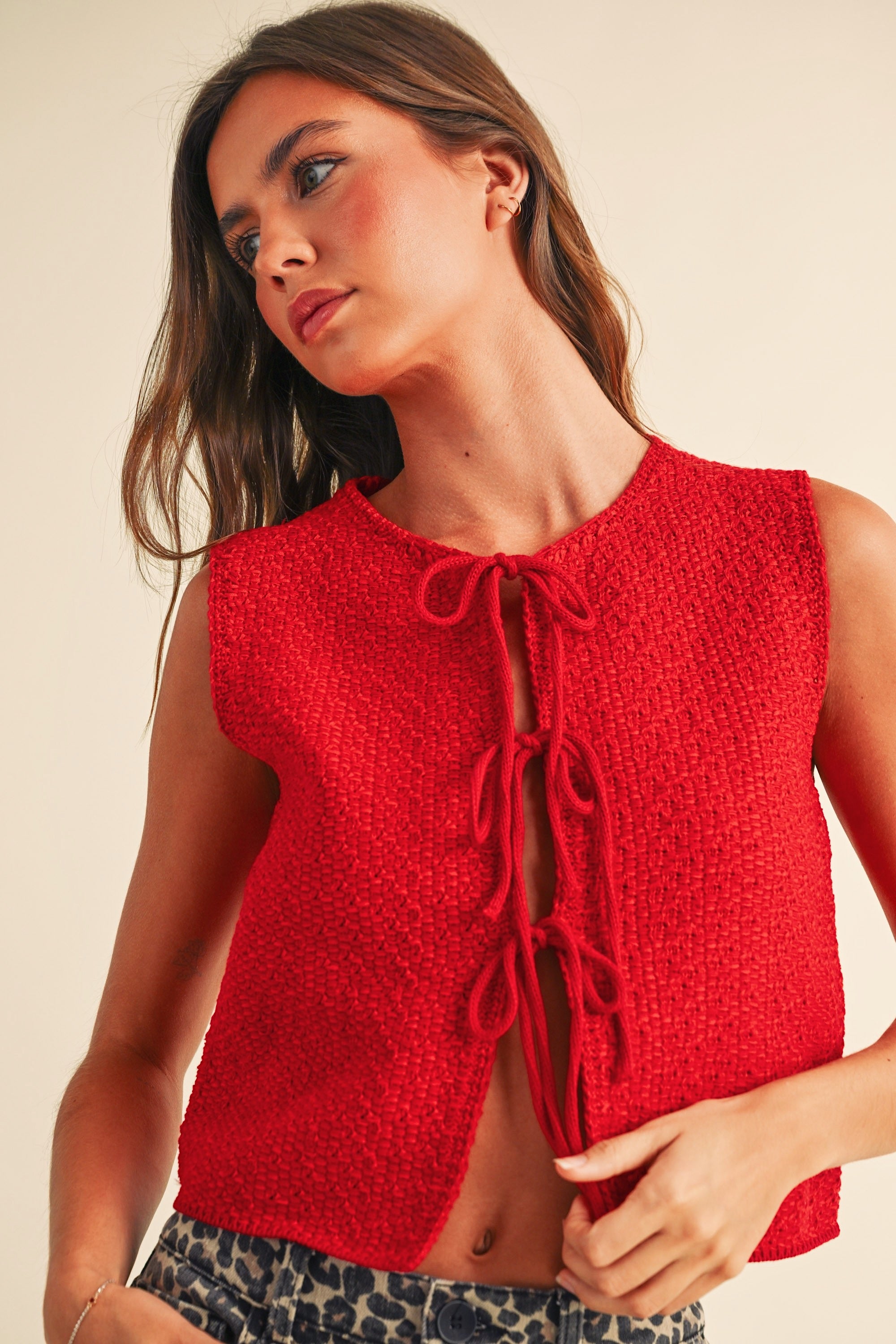 Mila Knit Tie-Front Vest - alldeserved.com