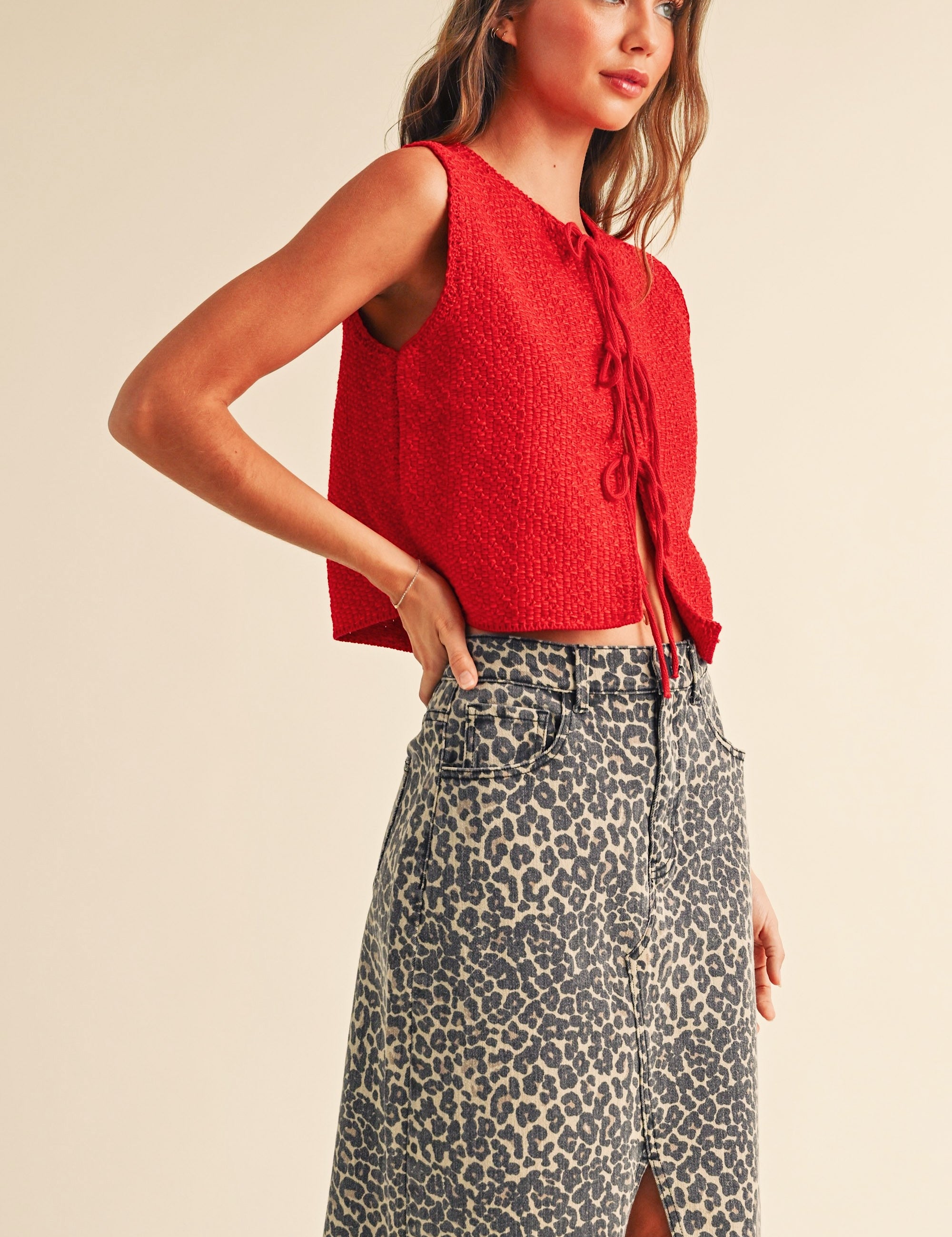Mila Knit Tie-Front Vest - alldeserved.com