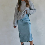 Carly Fuzzy Knit Pullover Sweater - Light Grey