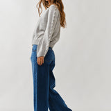 Phoebe Pompom Sleeve Sweater - Grey