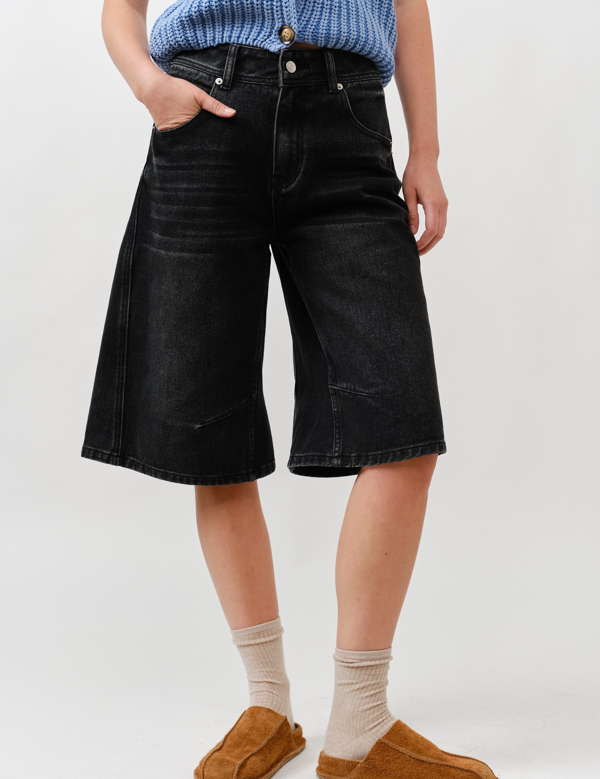 Cruise Bermuda Denim Shorts - Black