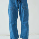 Moxie Barrel Eyelet Jeans - Medium Jacquard Stripes