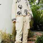 Contrast Yarn Floral Sweater - alldeserved.com