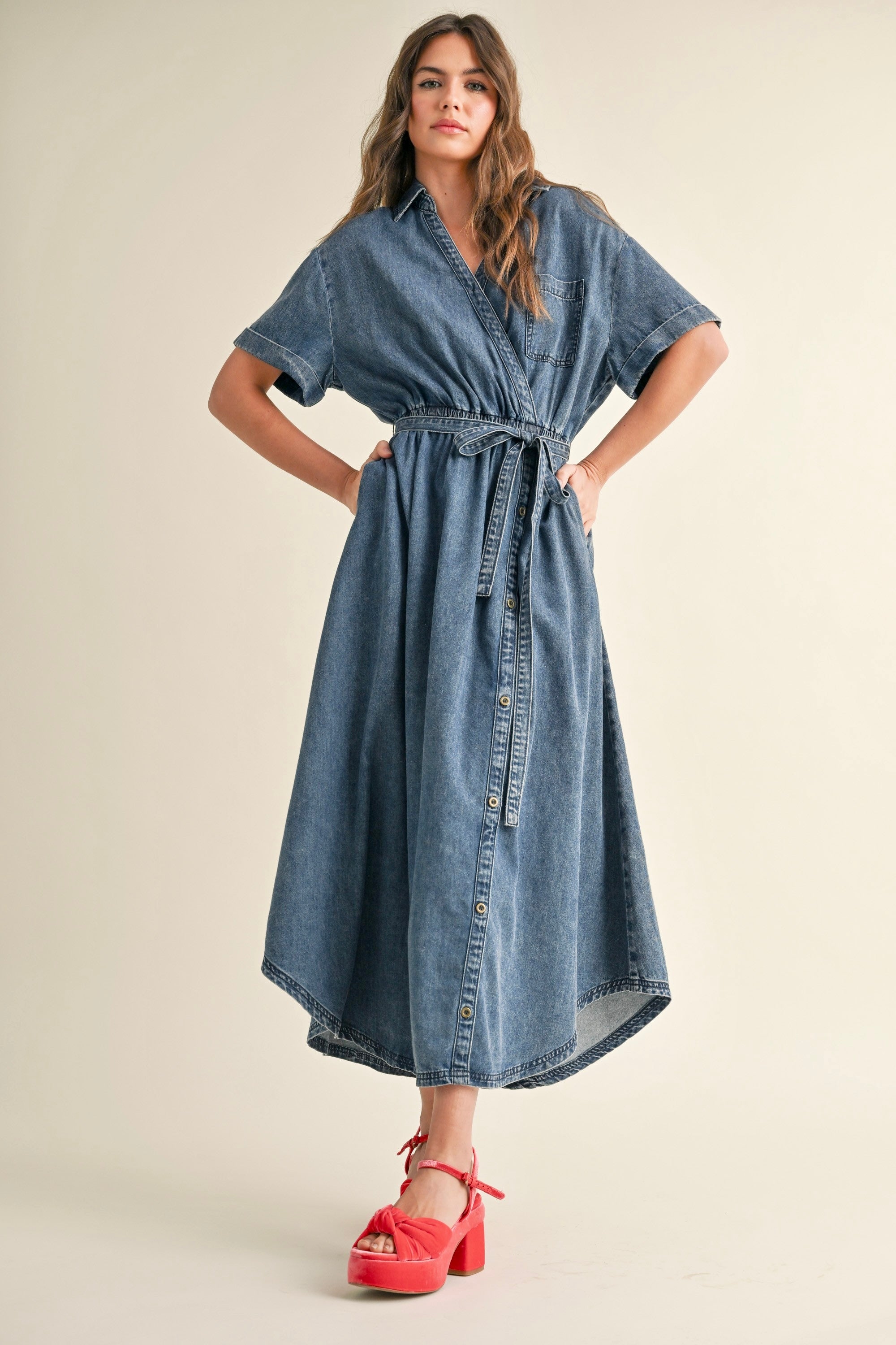 Lizbeth Denim Wrap Dress Small / Denim Lizbeth Denim Wrap Dress Small / Denim