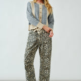 Moxie Barrel Eyelet Jeans - Leopard