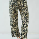 Moxie Barrel Eyelet Jeans - Leopard