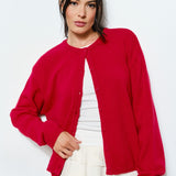 Harper Round-Neck Relaxed Cardigan - Red