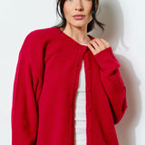 Harper Round-Neck Relaxed Cardigan - Red