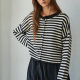 Hailey Button Down Cardigan – Warmth Edition - Black/Ivory