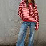 Hailey Button Down Cardigan – Warmth Edition - Red/Ivory