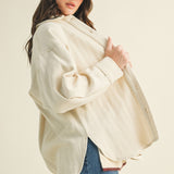 Madison Ribbed Soft Overshirt Jacket - Oatmeal