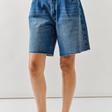 Double Waisted Denim Bermuda Shorts – Button Closure