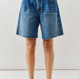Double Waisted Denim Bermuda Shorts – Button Closure