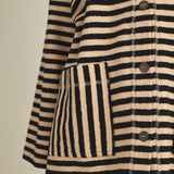 Cozy in Stripes Button-Up Jacket - Black Combo