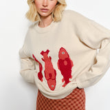 Marina Fish Knit Sweater - Sand