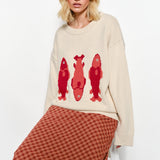 Marina Fish Knit Sweater - Sand