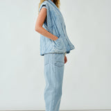 Fuji Quilted Denim Vest - Washed Denim
