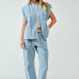 Fuji Quilted Denim Vest - Washed Denim