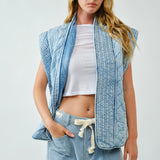 Fuji Quilted Denim Vest - Washed Denim