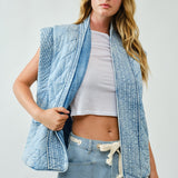 Fuji Quilted Denim Vest - Washed Denim