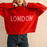City Print Casual Sweater - London Red