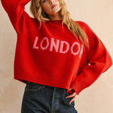 City Print Casual Sweater - London Red