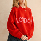 City Print Casual Sweater - London Red
