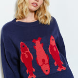 Marina Fish Knit Sweater - Navy