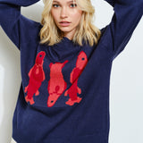 Marina Fish Knit Sweater - Navy