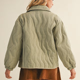 Magnolia Wave Quilted Cotton Jacket - Olive