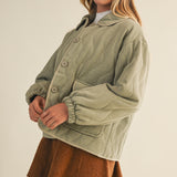 Magnolia Wave Quilted Cotton Jacket - Olive