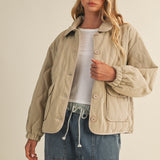 Magnolia Wave Quilted Cotton Jacket - Wheat